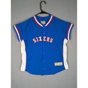 NBA Philadelphia 76ers Sixers Warmup Jersey Majestic Hardwood Classics Mens L